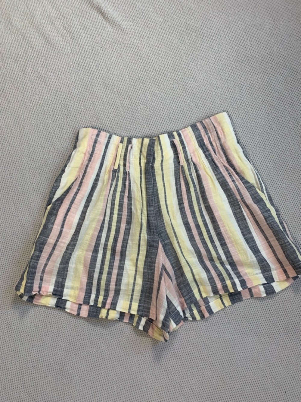 Altar'd State Pastel Striped Cotton High Waist Shorts Size Small Light Festival